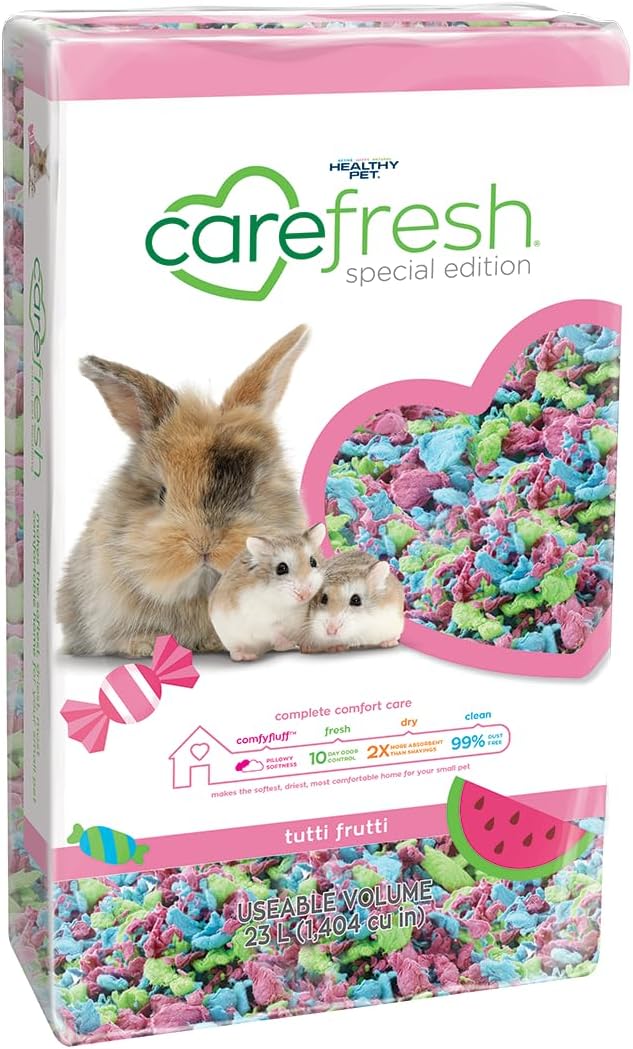Confetti Small Pet Bedding, 99% Dust-Free Natural Paper with Superior 10 Day Odor Control & Absorption for Guinea Pigs, Hamsters, 50L, (Pack May Vary) (L0410) | 2X more absorbent, 99% dust free, odor control, Biodegradable and compostable, For hamsters,