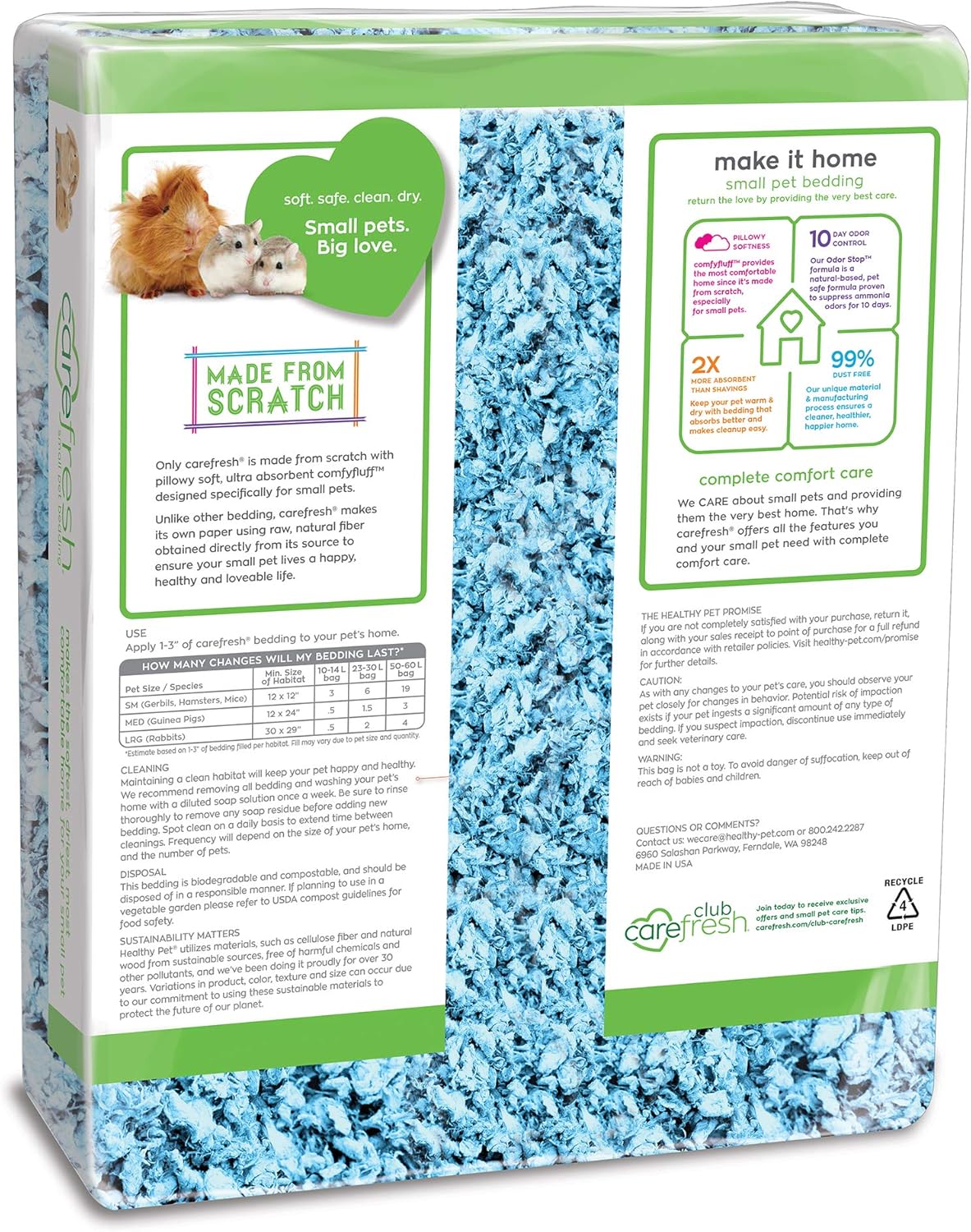 Confetti Small Pet Bedding, 99% Dust-Free Natural Paper with Superior 10 Day Odor Control & Absorption for Guinea Pigs, Hamsters, 50L, (Pack May Vary) (L0410) | 2X more absorbent, 99% dust free, odor control, Biodegradable and compostable, For hamsters,