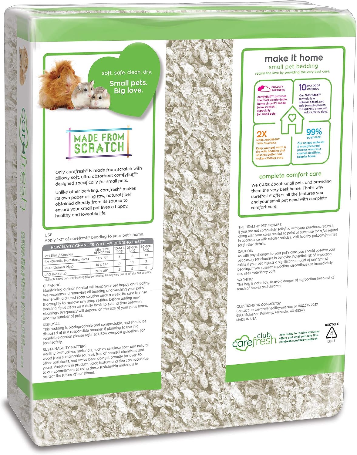 Confetti Small Pet Bedding, 99% Dust-Free Natural Paper with Superior 10 Day Odor Control & Absorption for Guinea Pigs, Hamsters, 50L, (Pack May Vary) (L0410) | 2X more absorbent, 99% dust free, odor control, Biodegradable and compostable, For hamsters,