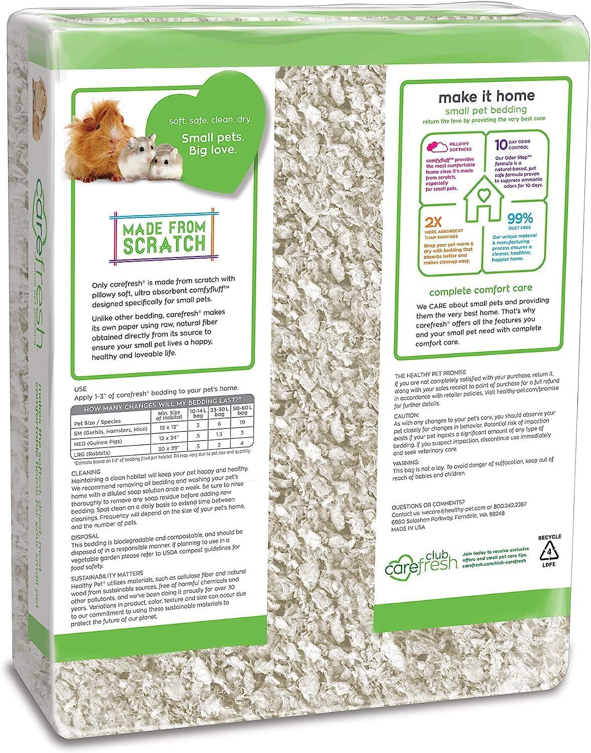Confetti Small Pet Bedding, 99% Dust-Free Natural Paper with Superior 10 Day Odor Control & Absorption for Guinea Pigs, Hamsters, 50L, (Pack May Vary) (L0410) | 2X more absorbent, 99% dust free, odor control, Biodegradable and compostable, For hamsters,