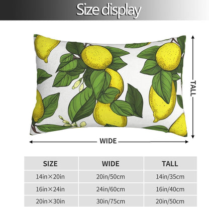 Velvet Pillowcase Standard Size 20"x30", Super Soft Fuzzy Pillow Case with Hidden Zipper, Luxury Plush Pillow Shams for Bedroom, Sofa, Couch Yellow Fresh Lemons Pillow Cover