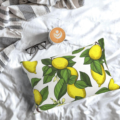 Velvet Pillowcase Standard Size 20"x30", Super Soft Fuzzy Pillow Case with Hidden Zipper, Luxury Plush Pillow Shams for Bedroom, Sofa, Couch Yellow Fresh Lemons Pillow Cover