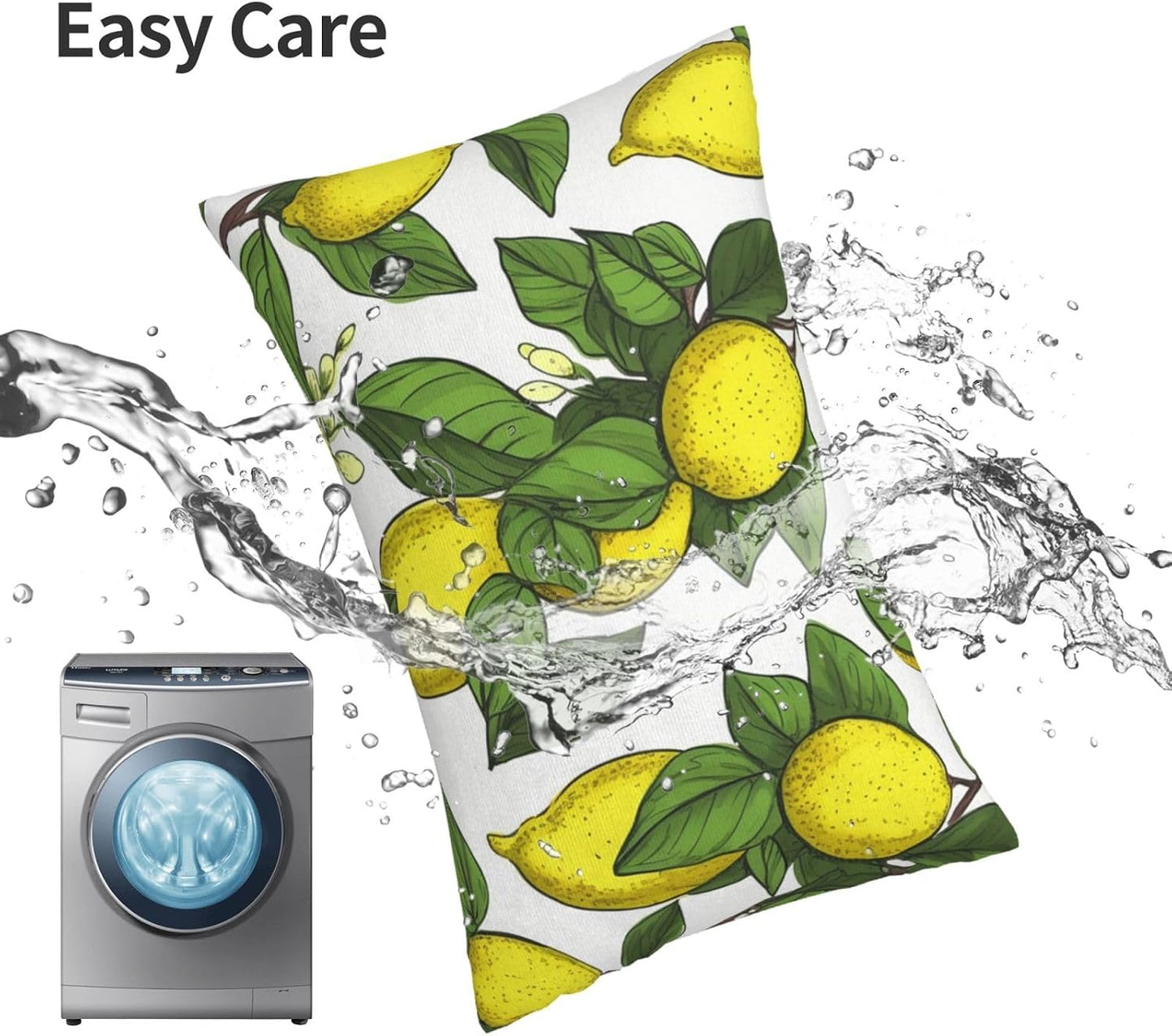 Velvet Pillowcase Standard Size 20"x30", Super Soft Fuzzy Pillow Case with Hidden Zipper, Luxury Plush Pillow Shams for Bedroom, Sofa, Couch Yellow Fresh Lemons Pillow Cover