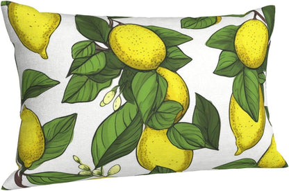 Velvet Pillowcase Standard Size 20"x30", Super Soft Fuzzy Pillow Case with Hidden Zipper, Luxury Plush Pillow Shams for Bedroom, Sofa, Couch Yellow Fresh Lemons Pillow Cover