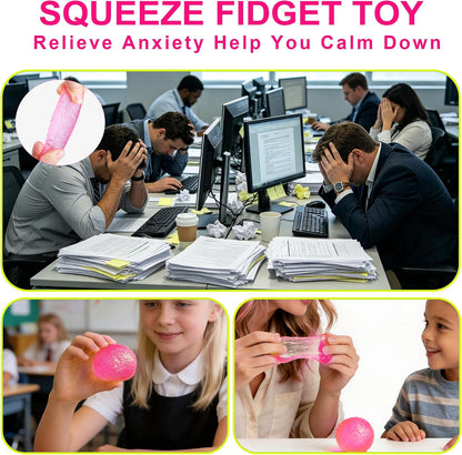 Yellow Stress Balls for Adults, Textured Squishy Stress Ball | Sensory Fidget Toy, Soft Memory Squeeze Ball for Anxiety Relief Hand Exercises, Valentines Day Party Favors