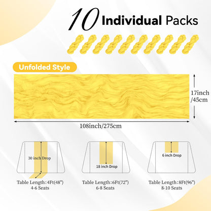 10 Pack Lemon Yellow Cheesecloth Table Runner 17x108 Inch Boho Gauze Fabric Table Runners for Wedding Party Baby Shower Home Decor