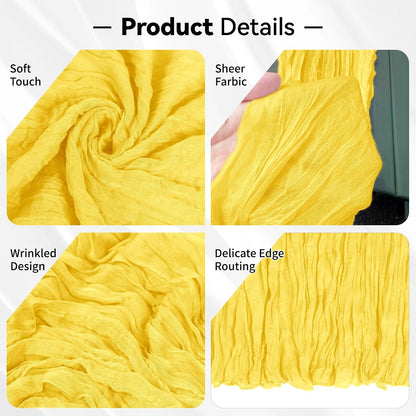 10 Pack Lemon Yellow Cheesecloth Table Runner 17x108 Inch Boho Gauze Fabric Table Runners for Wedding Party Baby Shower Home Decor