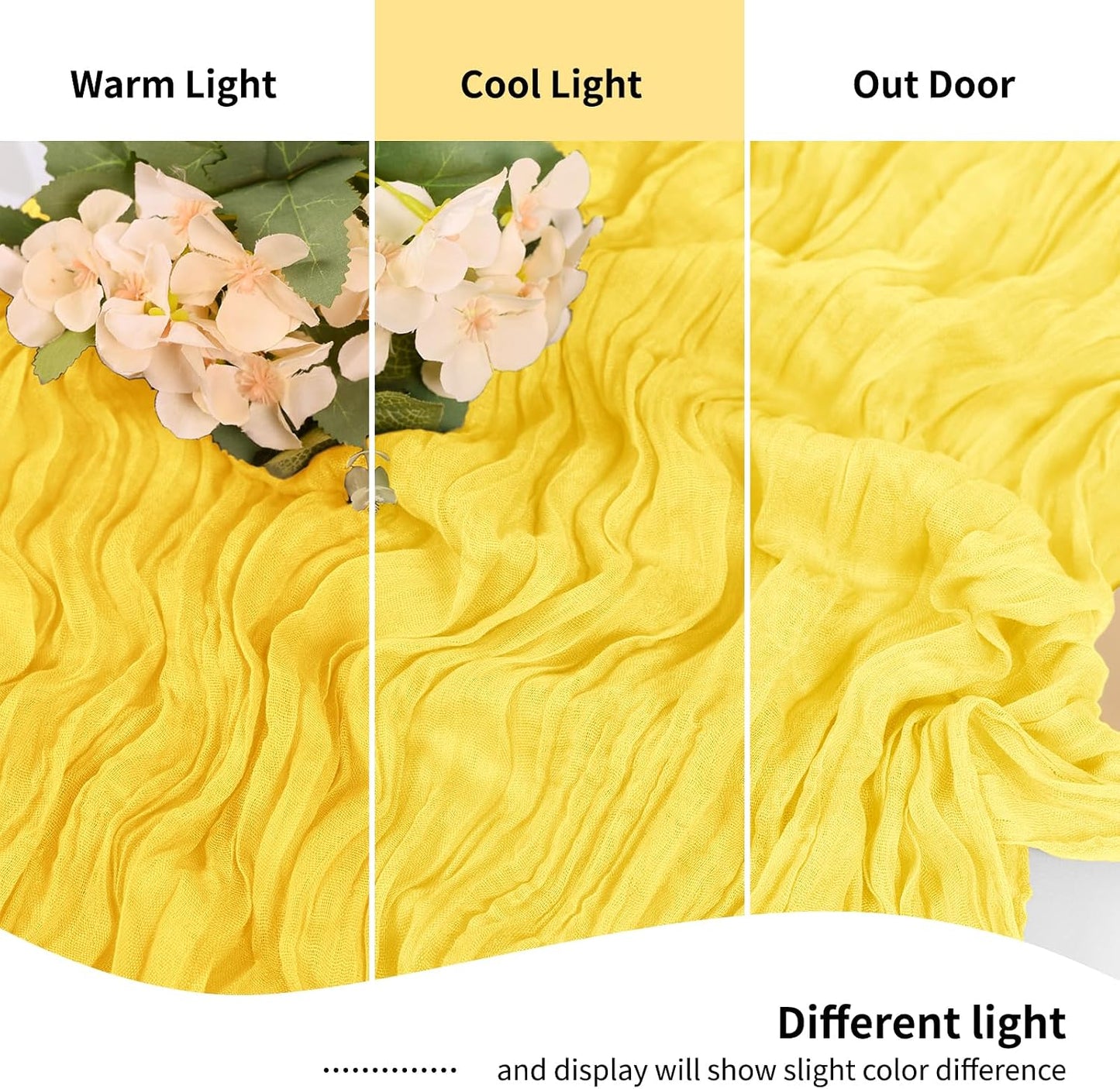 10 Pack Lemon Yellow Cheesecloth Table Runner 17x108 Inch Boho Gauze Fabric Table Runners for Wedding Party Baby Shower Home Decor