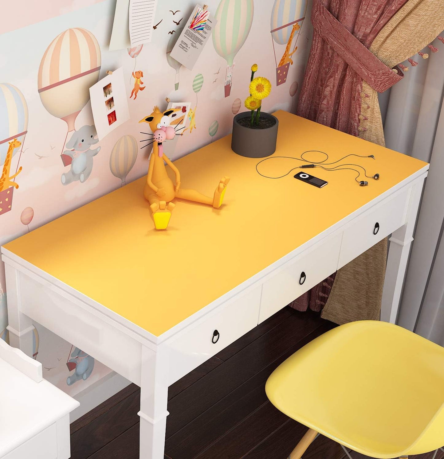 Contact Paper Yellow Peel and Stick Wallpaper Waterproof Cabinet Wallpaper Self Adhesive Desk Vinyl Wrap Counter Top Covers Mustard Yellow Wall Paper Sticky Kids Room Decor 15.8X78.8