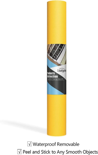 Contact Paper Yellow Peel and Stick Wallpaper Waterproof Cabinet Wallpaper Self Adhesive Desk Vinyl Wrap Counter Top Covers Mustard Yellow Wall Paper Sticky Kids Room Decor 15.8X78.8