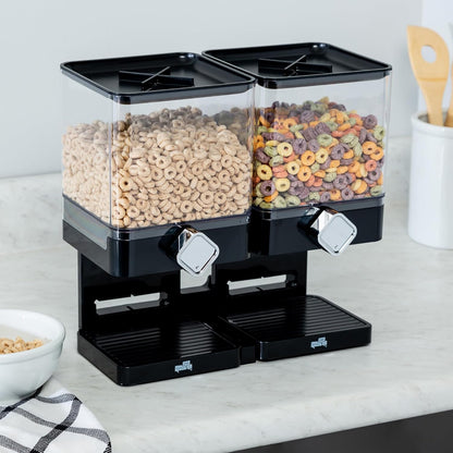 Honey-Can-Do Zevro Compact Dry Food Dispenser, Dual Control, Black/Chrome