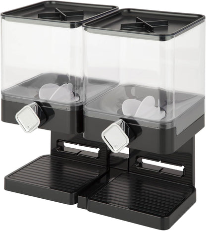 Honey-Can-Do Zevro Compact Dry Food Dispenser, Dual Control, Black/Chrome