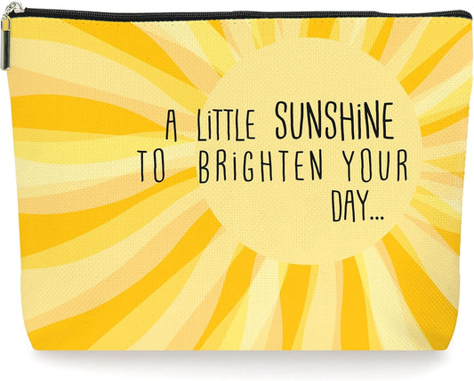 Yellow Sunshine Inspirational Makeup Bag (001) | Cosmetic Bag for Women Mom Friends Sister Wife Grandma Daughter Teacher Coworker, Gifts for Birthday Christmas
