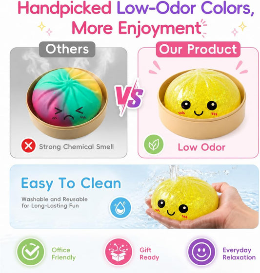 Cute Squishy Stress Relief Fidget, Handpicked Low-Odor Soft Sensory Desk Companion, Kawaii Relaxing Office Accessory for Adults, Fun Desktop Decoration & Gift (Yellow)