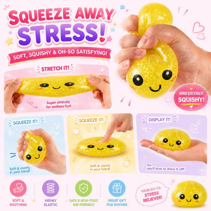 Cute Squishy Stress Relief Fidget, Handpicked Low-Odor Soft Sensory Desk Companion, Kawaii Relaxing Office Accessory for Adults, Fun Desktop Decoration & Gift (Yellow)