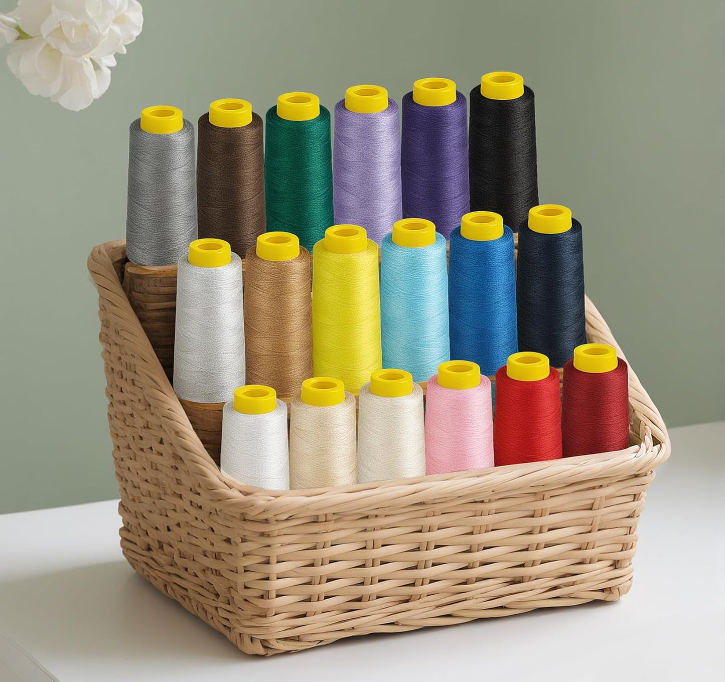 1800 Yards Serger Thread-Yellow, All Purpose Thread for Sewing, Serger Thread Cones，Polyester Thread 40s/2 for Serger&Overlock, Quilting, Piecing, Sewing Machine