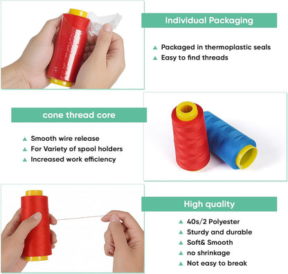 1800 Yards Serger Thread-Yellow, All Purpose Thread for Sewing, Serger Thread Cones，Polyester Thread 40s/2 for Serger&Overlock, Quilting, Piecing, Sewing Machine