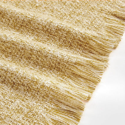 BOURINA Faux Cashmere Fringe Throw Blanket Decorative Lightweight Throw Soft Cozy for Bed or Sofa Outdoor Blanket, 50" x 70" Yellow