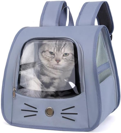 Pet Backpack Carrier, Traveler Breathable Transparent Carrier for Cats or Dogs, Large Space and Foldable Pet Carrier for Travel, Hiking, Shopping, and Vet, Cute, Suitable for Kids (Yellow)