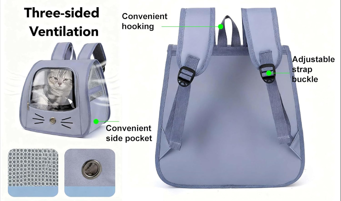 Pet Backpack Carrier, Traveler Breathable Transparent Carrier for Cats or Dogs, Large Space and Foldable Pet Carrier for Travel, Hiking, Shopping, and Vet, Cute, Suitable for Kids (Yellow)
