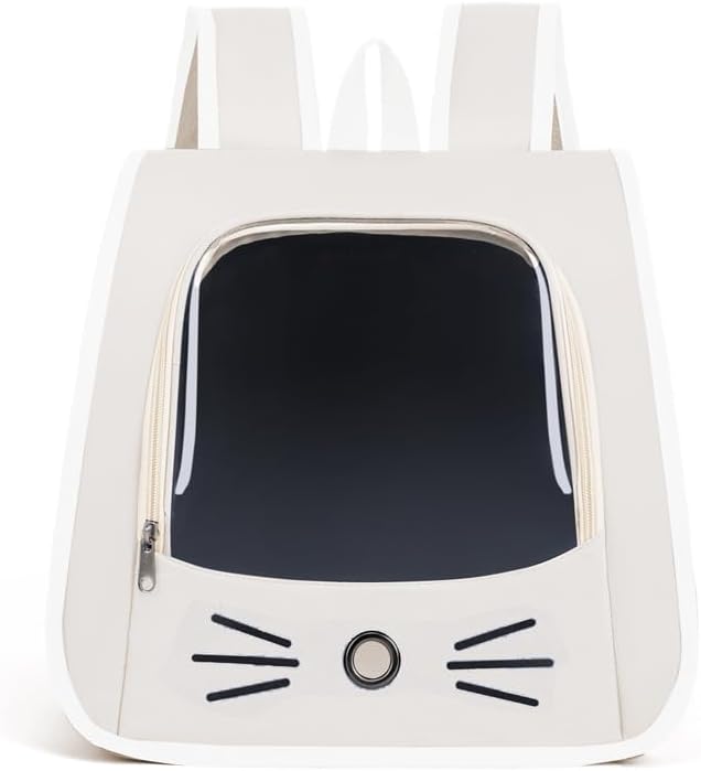 Pet Backpack Carrier, Traveler Breathable Transparent Carrier for Cats or Dogs, Large Space and Foldable Pet Carrier for Travel, Hiking, Shopping, and Vet, Cute, Suitable for Kids (Yellow)